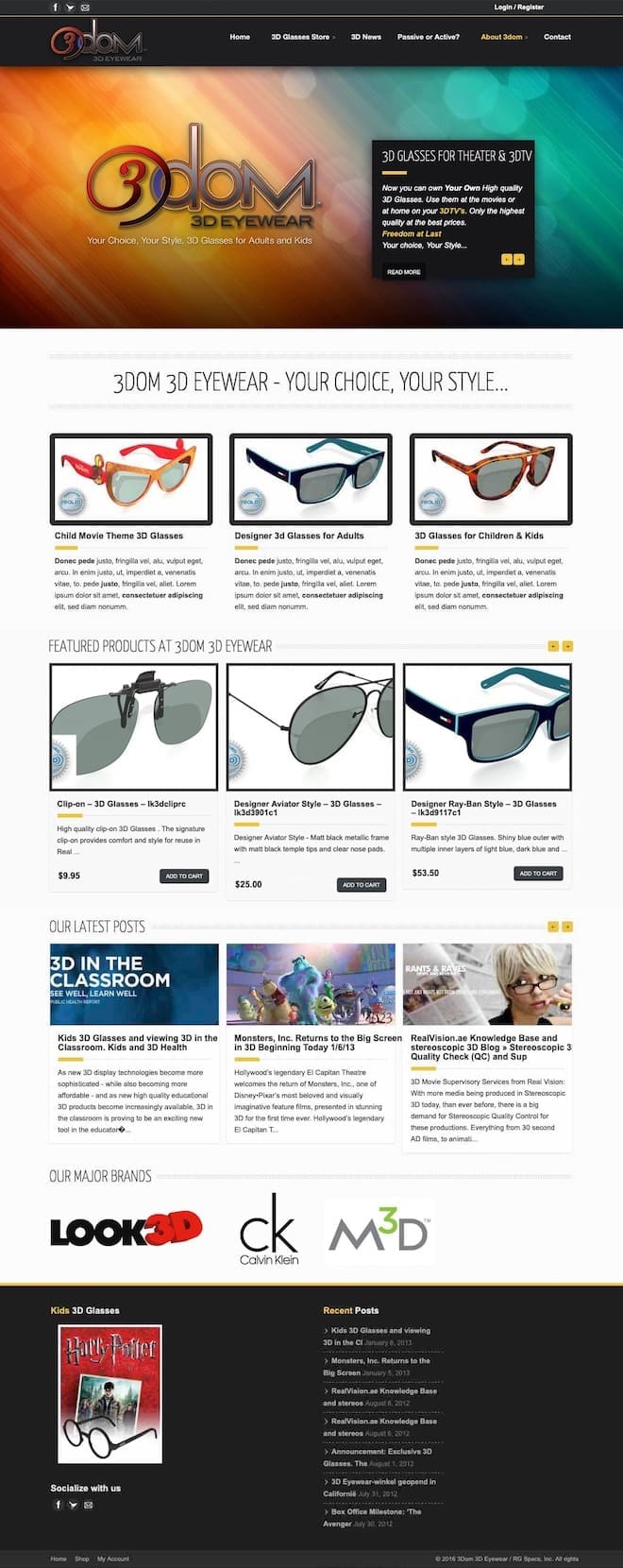 3Dom 3D Eyewear eCommerce web design