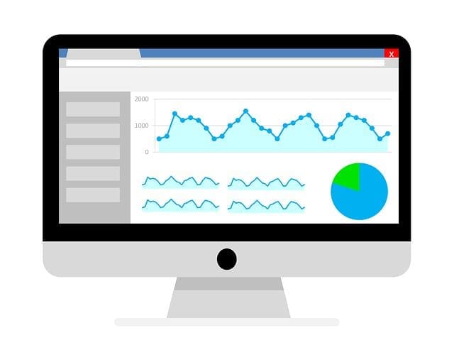 An illustration of a screen showing website metrics.